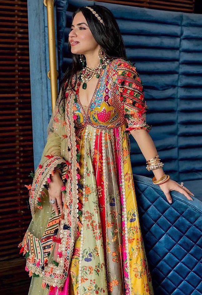 Royal Multicolor Boho Floral Anarkali Set