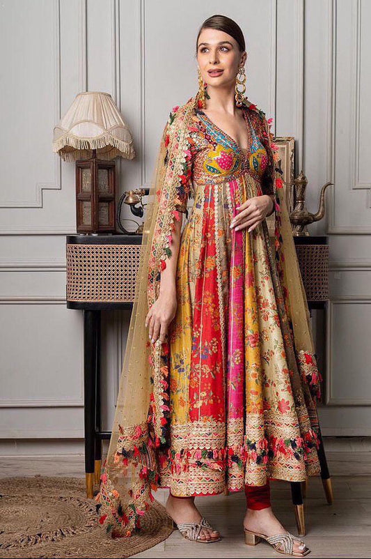 Royal Multicolor Boho Floral Anarkali Set