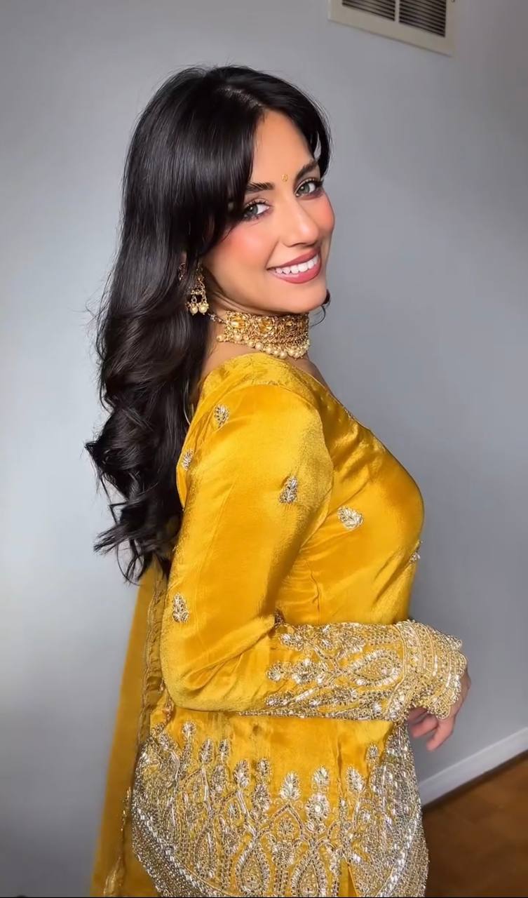 Sunehri Sitara Luxe Yellow Thread and Sequin Work Suit Set