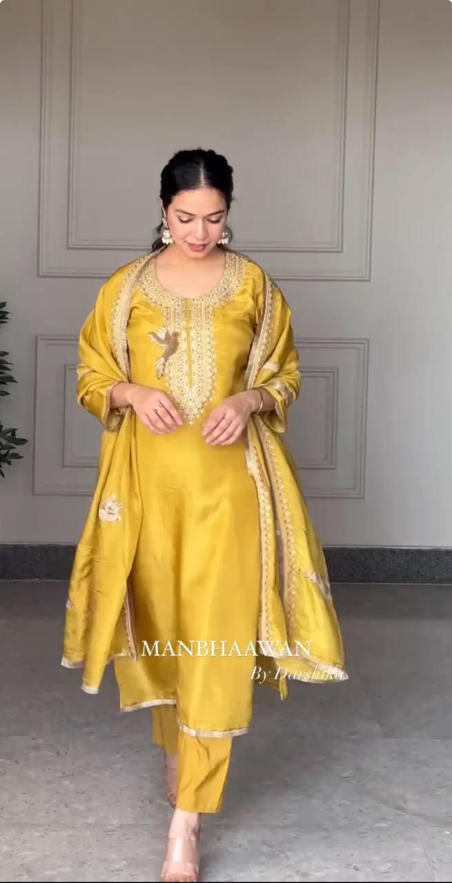 Sitara Classic Mustard Trending Wedding Season Kurta Beautiful Set