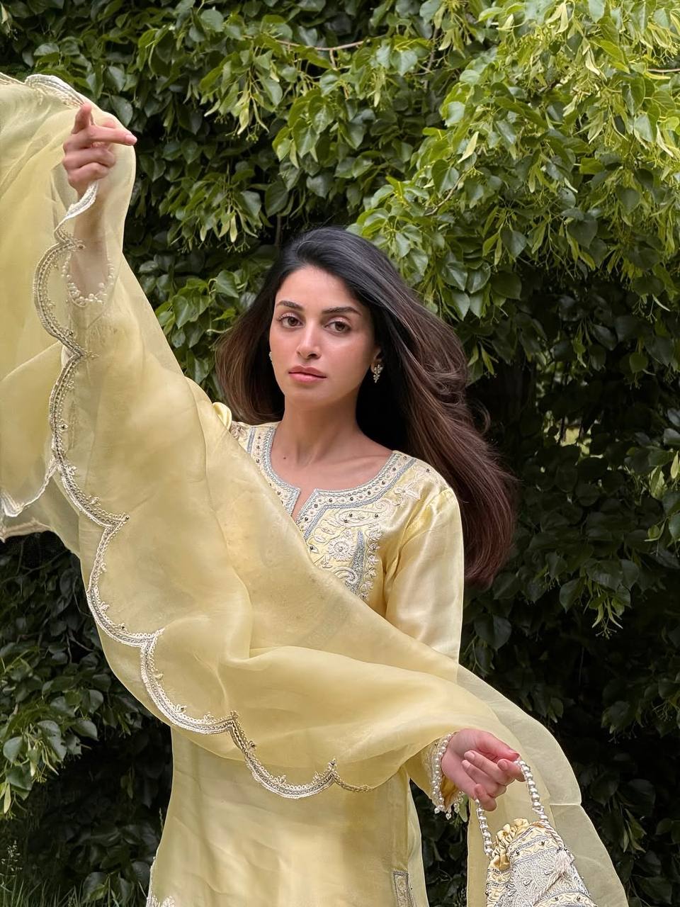 Aarzu Soft Yellow Ethnic Wear with Threadwork Charm Plazo Set