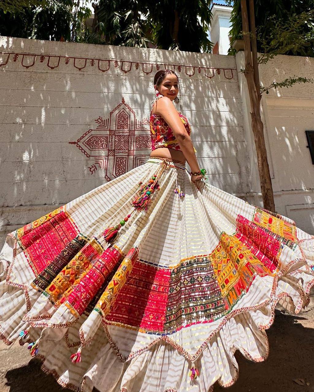 Desert Bloom Couture Kutchi Patch Multi Color Hand Embroidered Lehenga