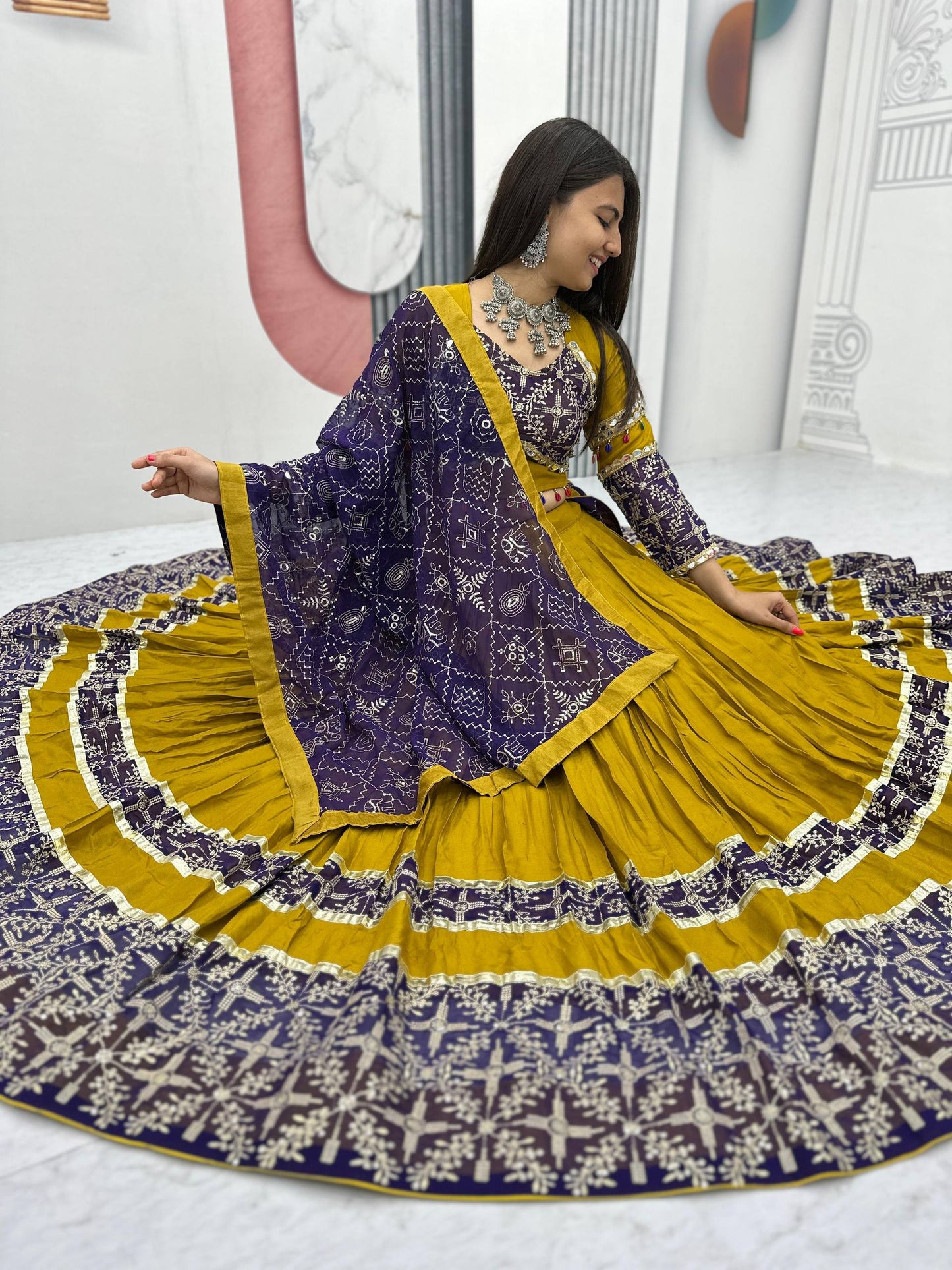 Amaya Raang Vibrant Mustard Pure Cotton Bandhani Lehenga