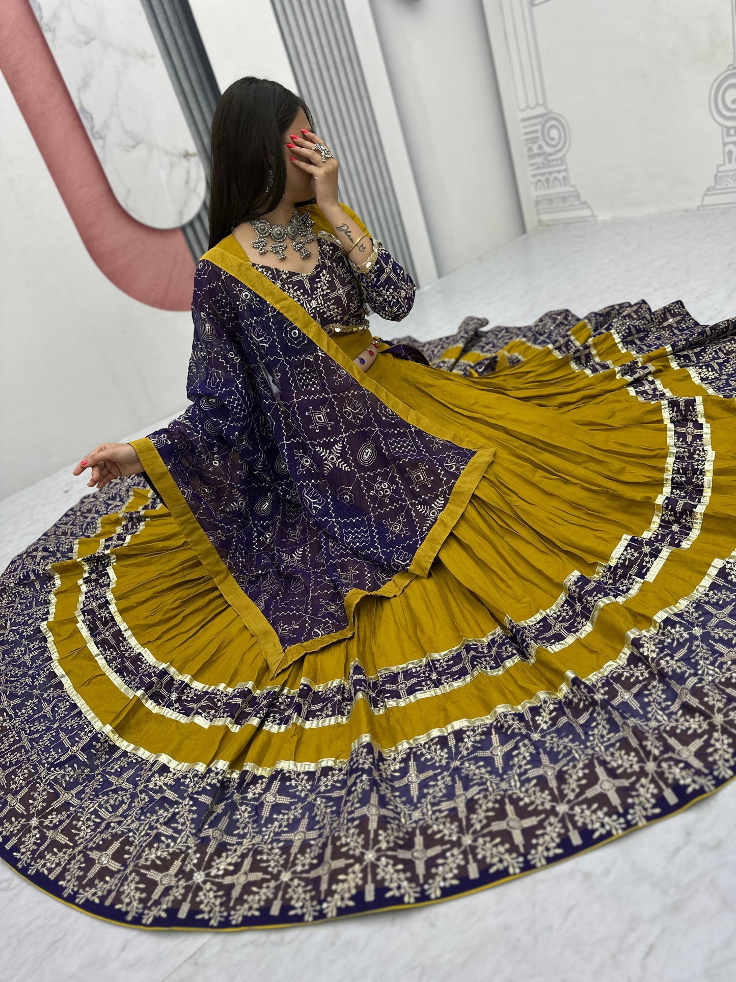 Amaya Raang Vibrant Mustard Pure Cotton Bandhani Lehenga