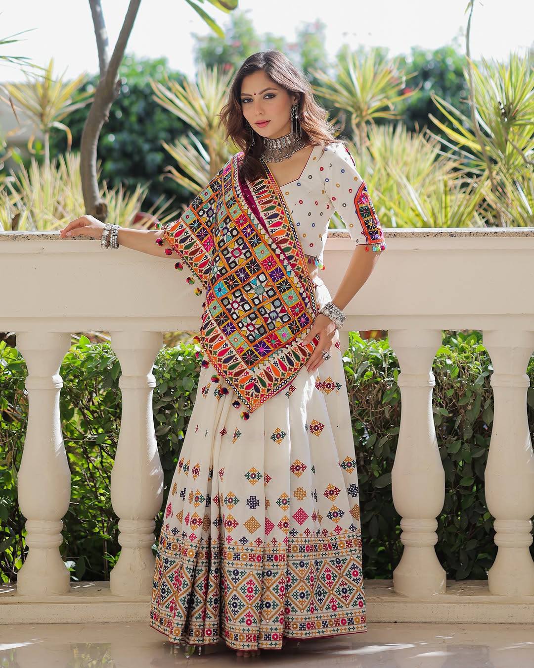 Rajvi Rasa Mirror Work Embroidery Navratri Special Lehenga Set