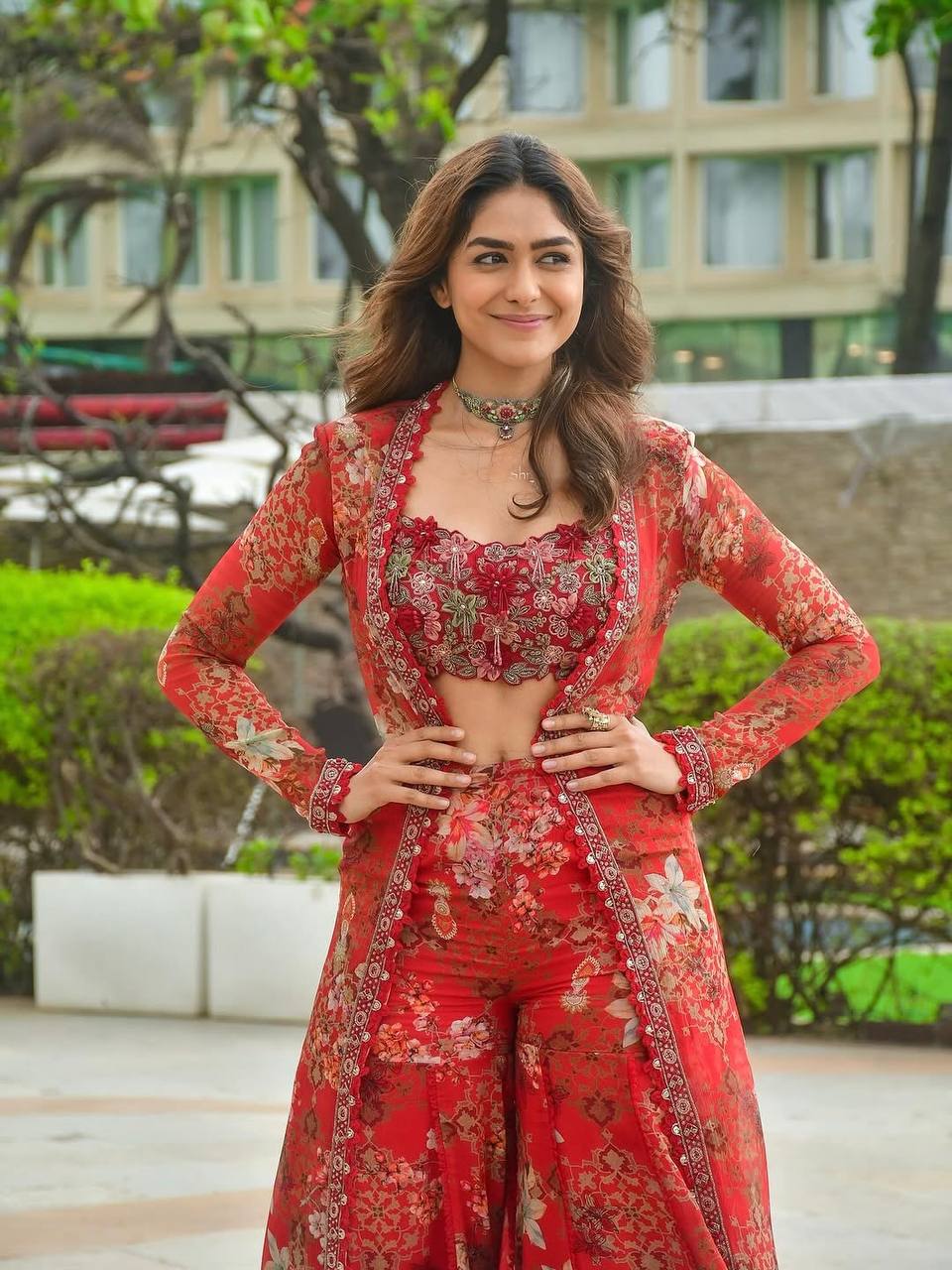 Scarlet Bloom Layered Elegance Shrug Set