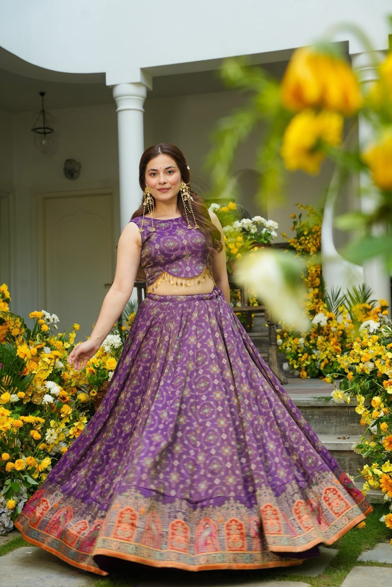 Anvi Purple Banarasi Silk Lehenga Choli