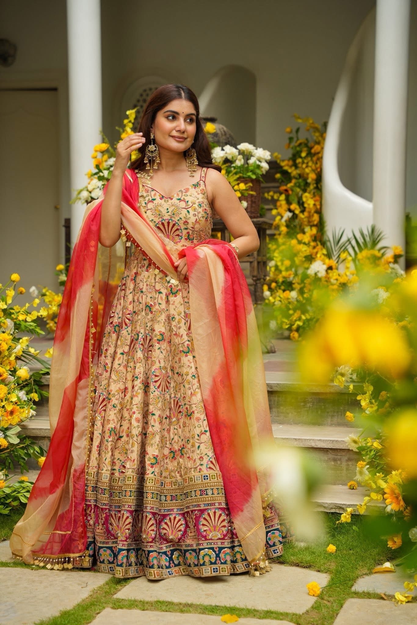 Ridhanya Clinker Festive Heavy Maxi Set