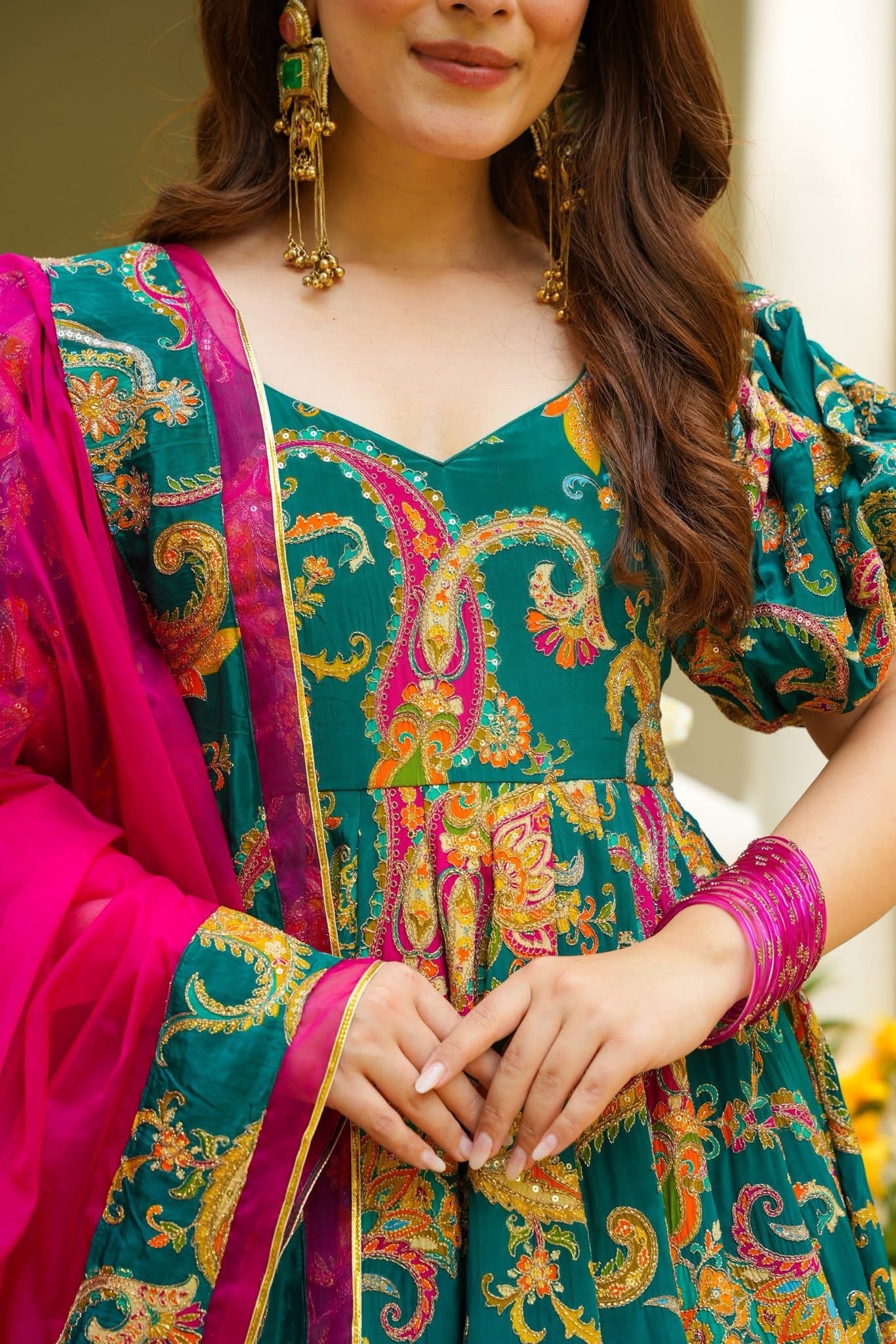 Qamrina Multicolored Embroidered Heavy Maxi Set