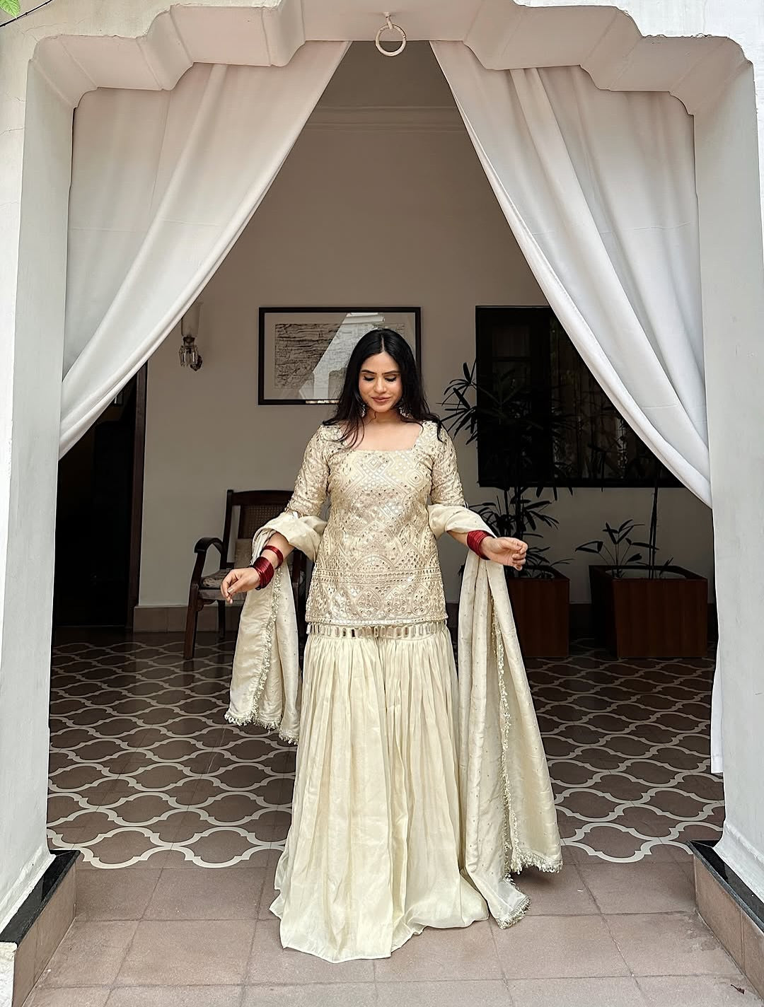 Ayesha Ivory Elegance Sharara Set