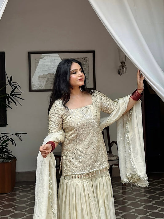 Ayesha Ivory Elegance Sharara Set