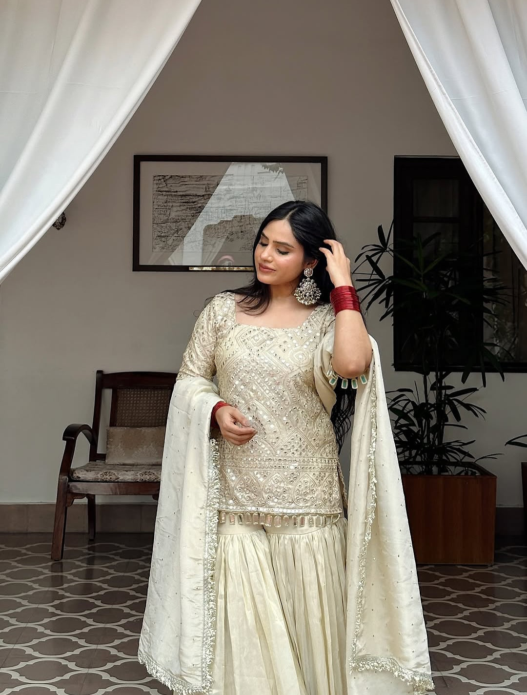 Ayesha Ivory Elegance Sharara Set