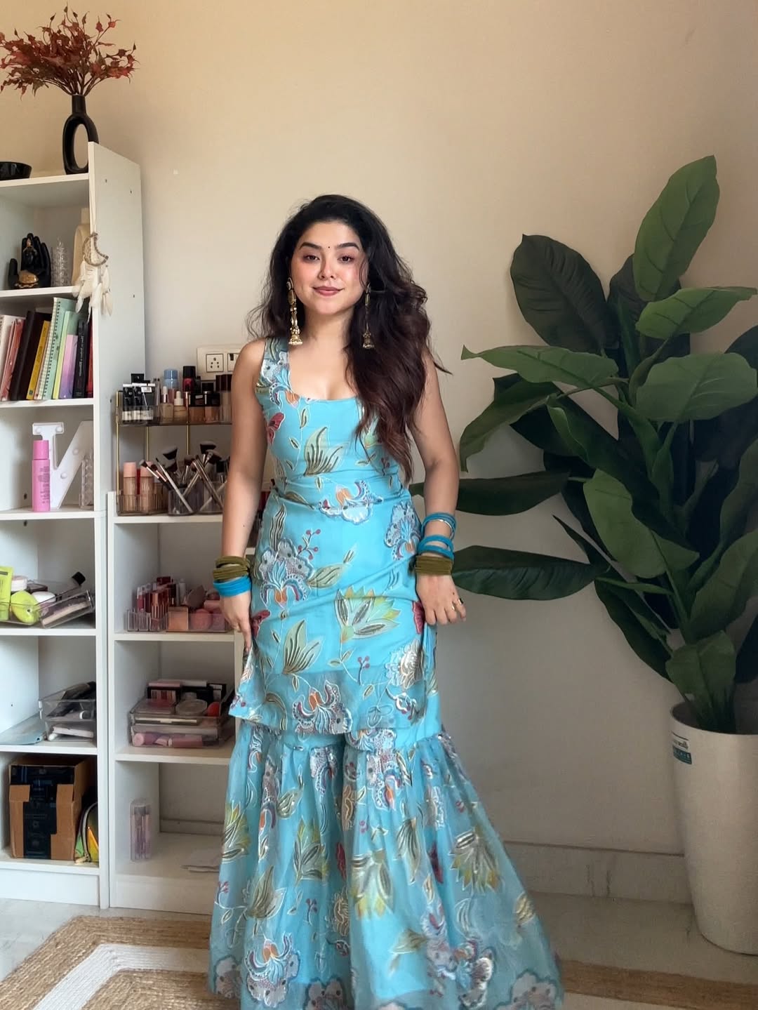 Aqua Bloom Elegance Sharara