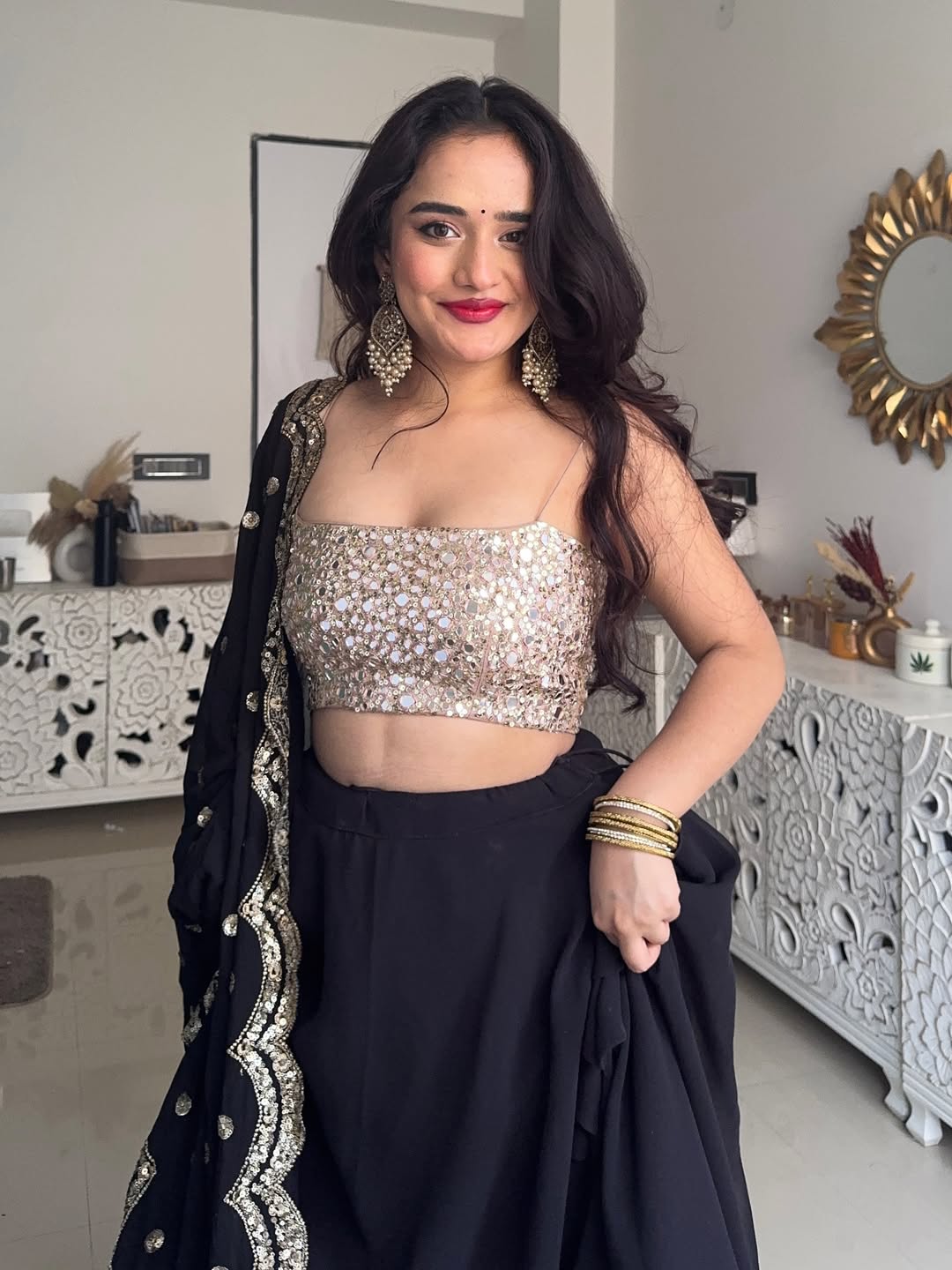 Black Elegance Georgette Noir Glow Lehenga choli