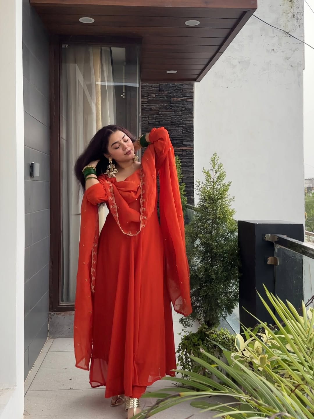 Saffron Sunset Radiance Anarkali Suit Set