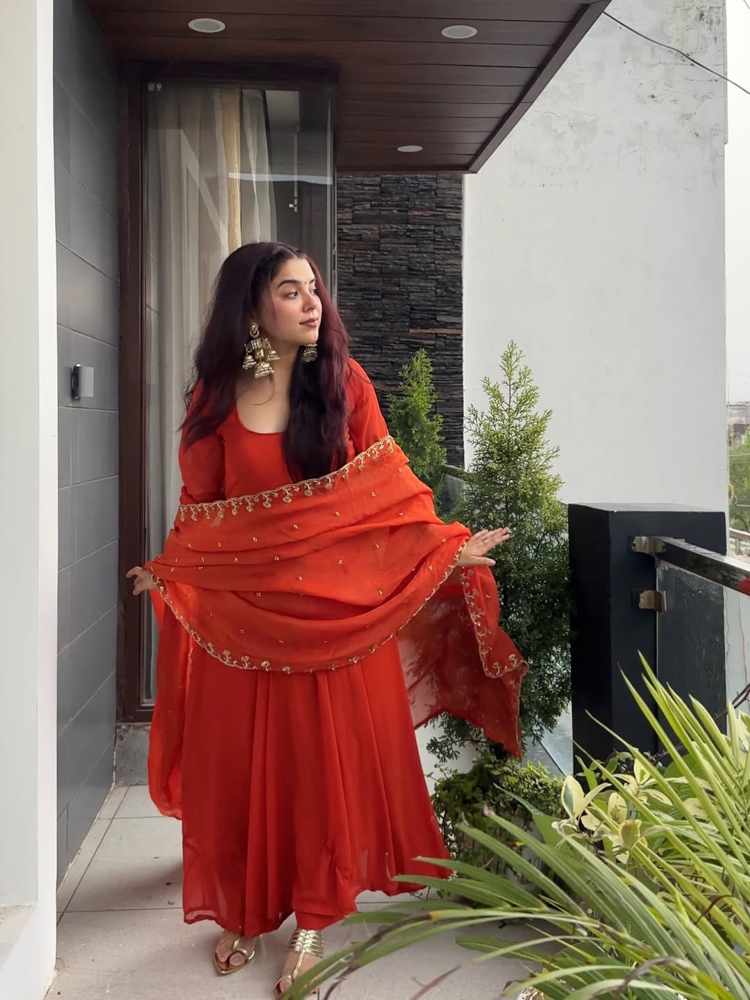 Saffron Sunset Radiance Anarkali Suit Set