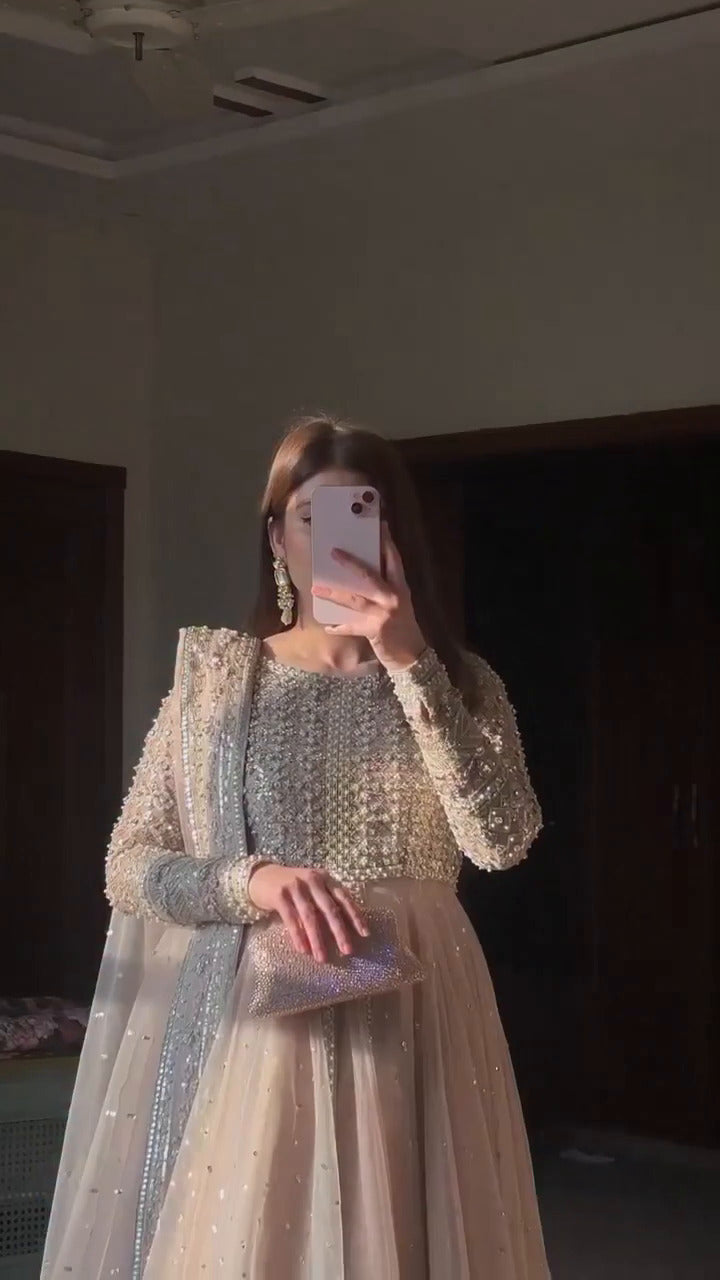 Meher Blush hand embroidery Anarkali