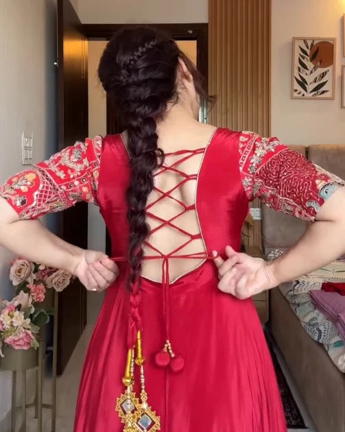 Royal Red Embroidered Anarkali Set