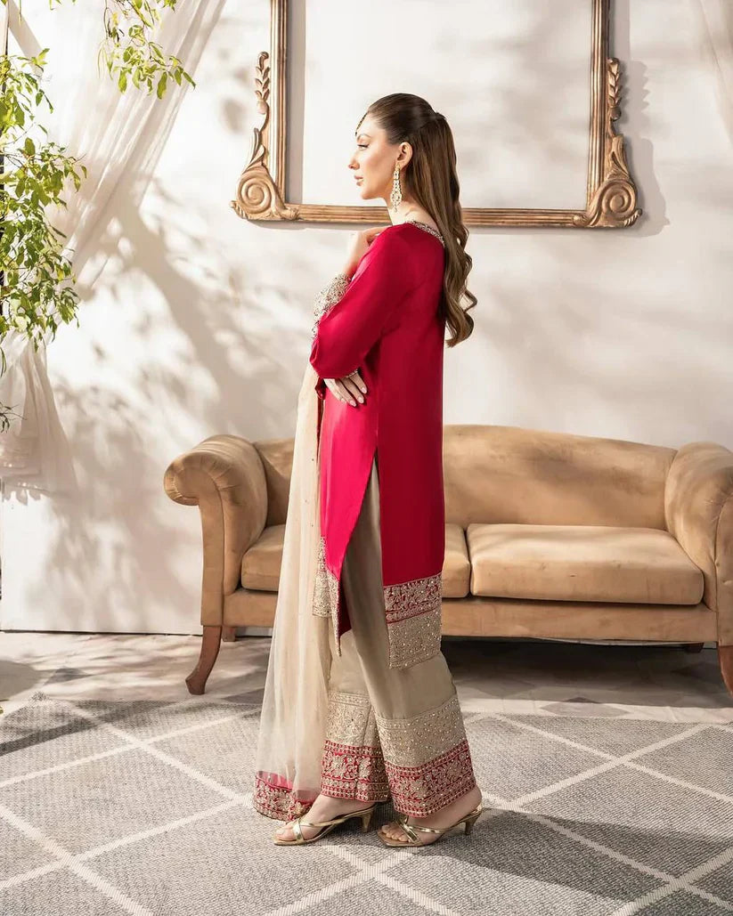 Hanna Red & Gold Embroidered Timeless Festive Suit
