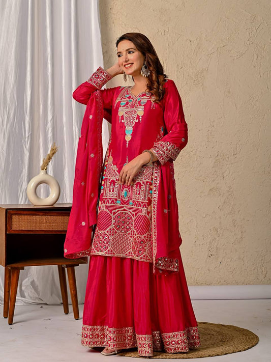 Heer Rang Royal Embroidered Borders Vibrant Patiala Set