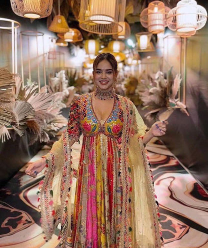 Royal Multicolor Boho Floral Anarkali Set