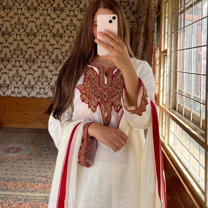 Kashmiri Embroidered Suit with Dupatta