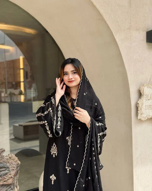 Noor Zara Heavy Faux Georgette Black Suit Set