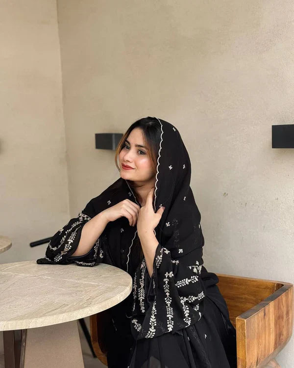 Noor Zara Heavy Faux Georgette Black Suit Set