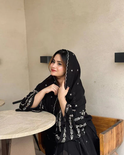 Noor Zara Heavy Faux Georgette Black Suit Set