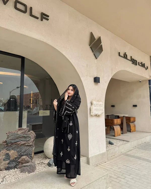 Noor Zara Heavy Faux Georgette Black Suit Set