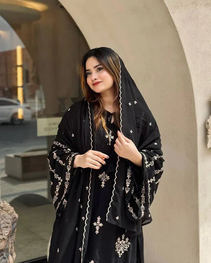 Noor Zara Heavy Faux Georgette Black Suit Set