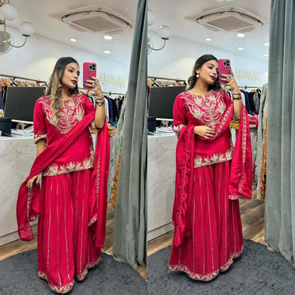 Sara Chinon Silk Sharara Set