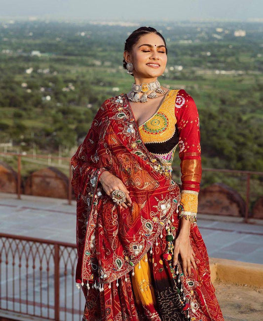 Beautiful Navratri Special Real Mirroe Work Lehenga Choli