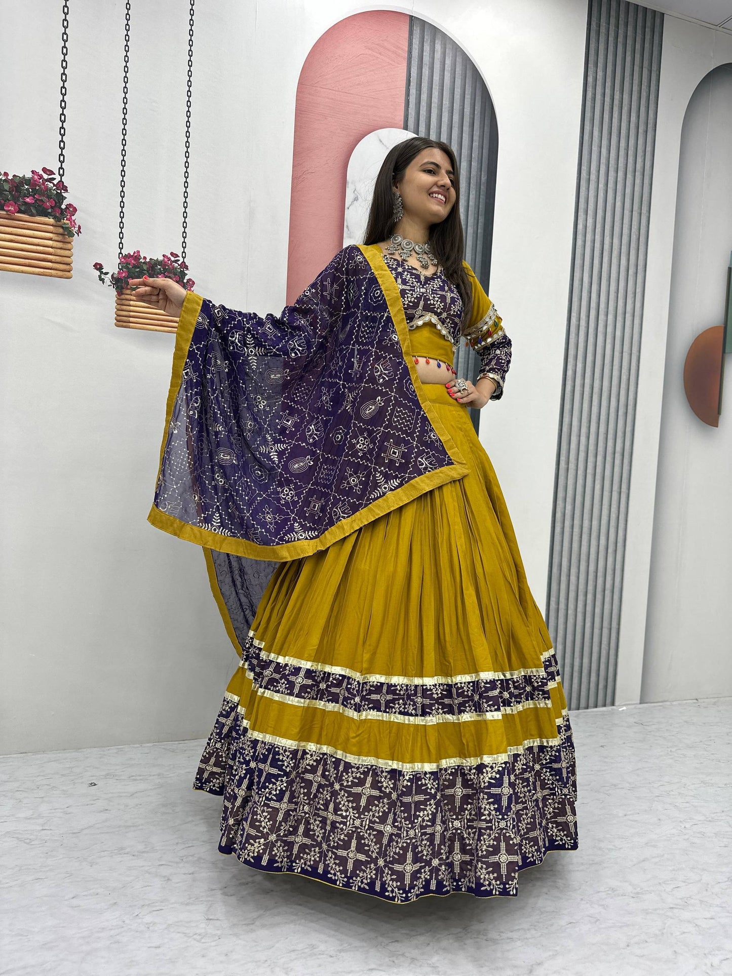 Amaya Raang Vibrant Mustard Pure Cotton Bandhani Lehenga