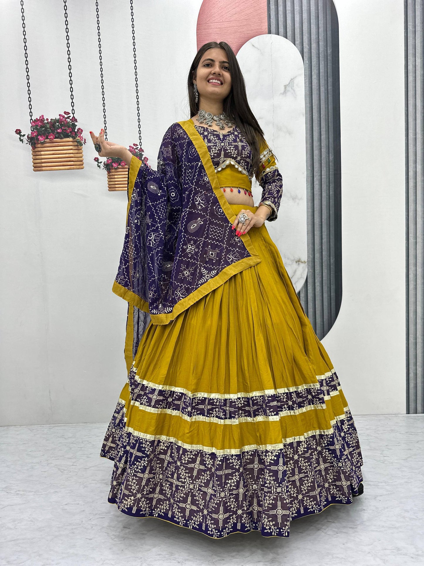 Amaya Raang Vibrant Mustard Pure Cotton Bandhani Lehenga