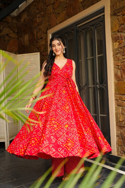 Bandhani Swirl Kurta Palazzo Set