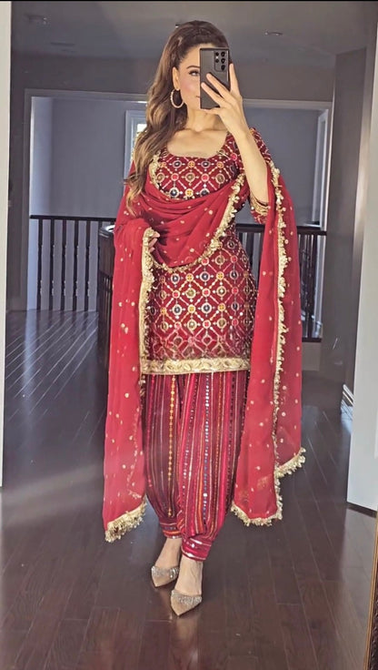 Mysha Glam Multi Colored Party Wear Designer Patiala Salwar Suit Set