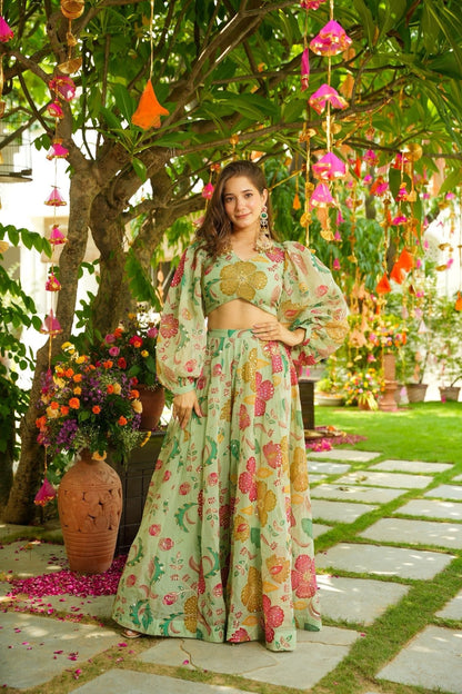 Elowen Organza Crop Top Palazzo Set