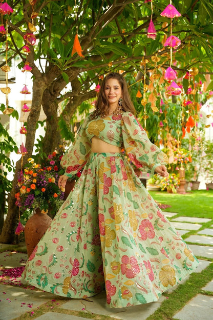 Elowen Organza Crop Top Palazzo Set