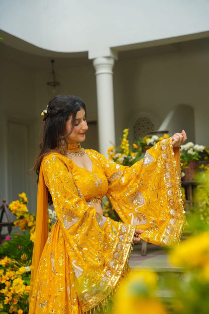Nitara Marigold Heavy Embroidered Lehenga Set