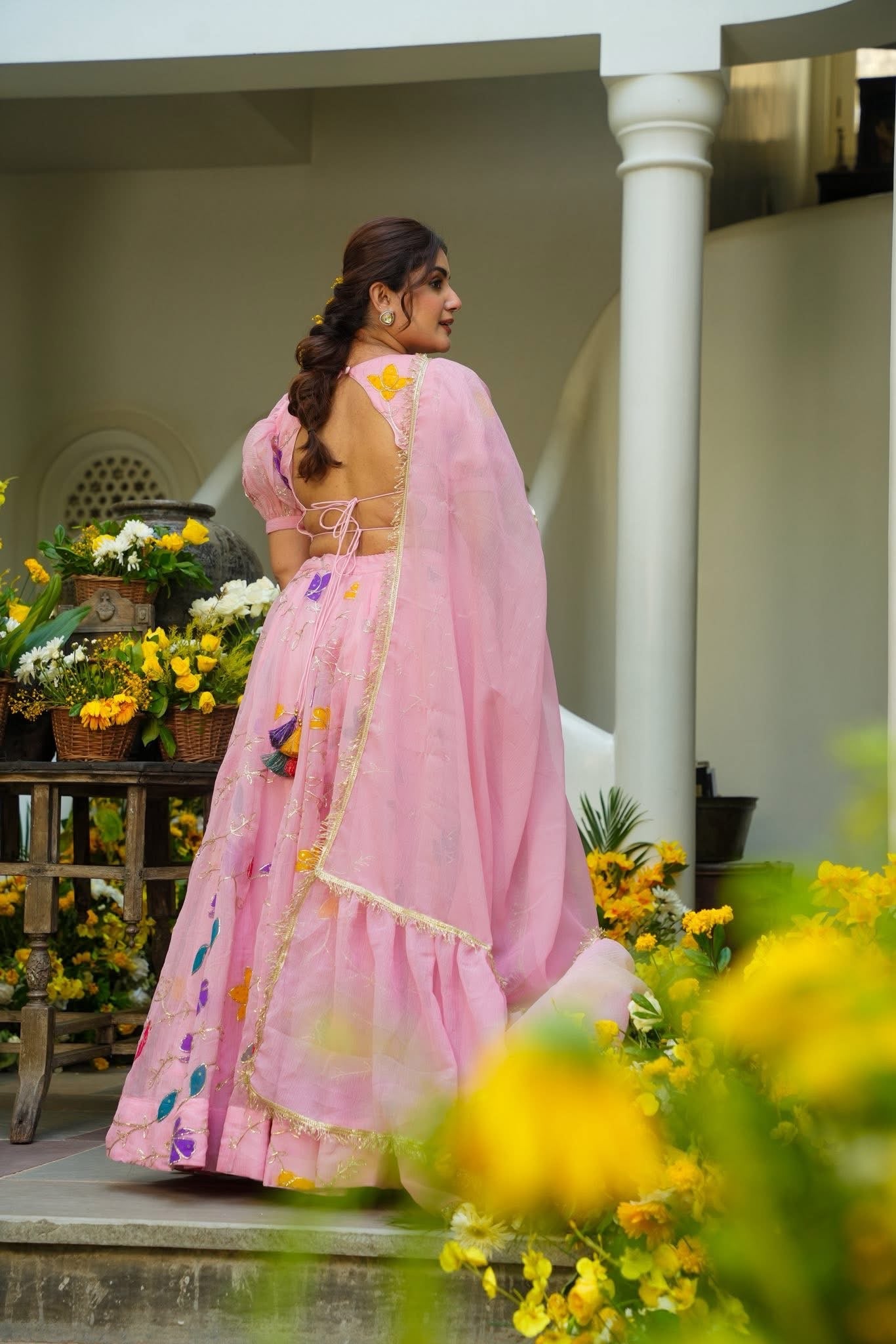 Hridya Pink Festive Wear Organza Lehenga Set
