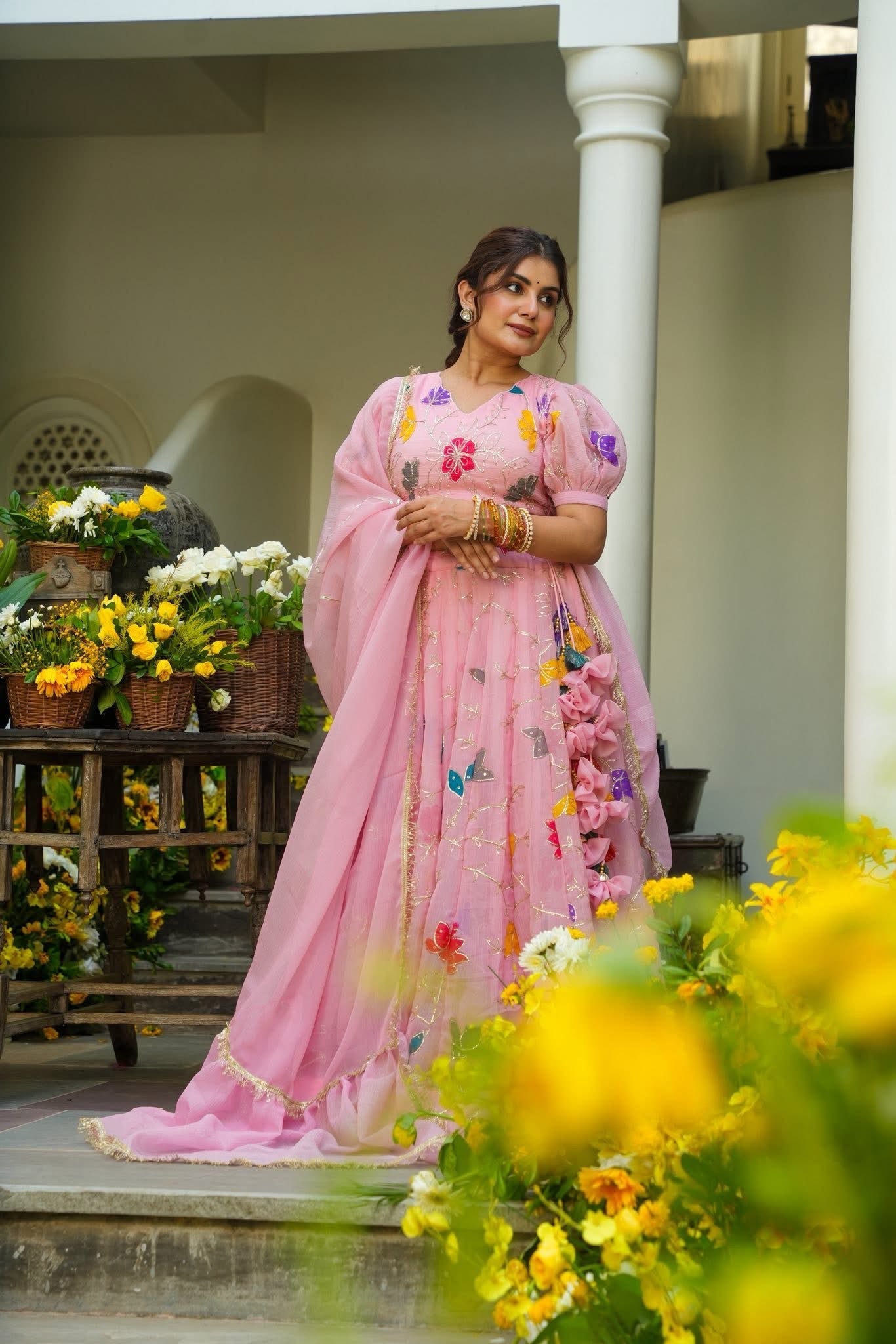 Hridya Pink Festive Wear Organza Lehenga Set