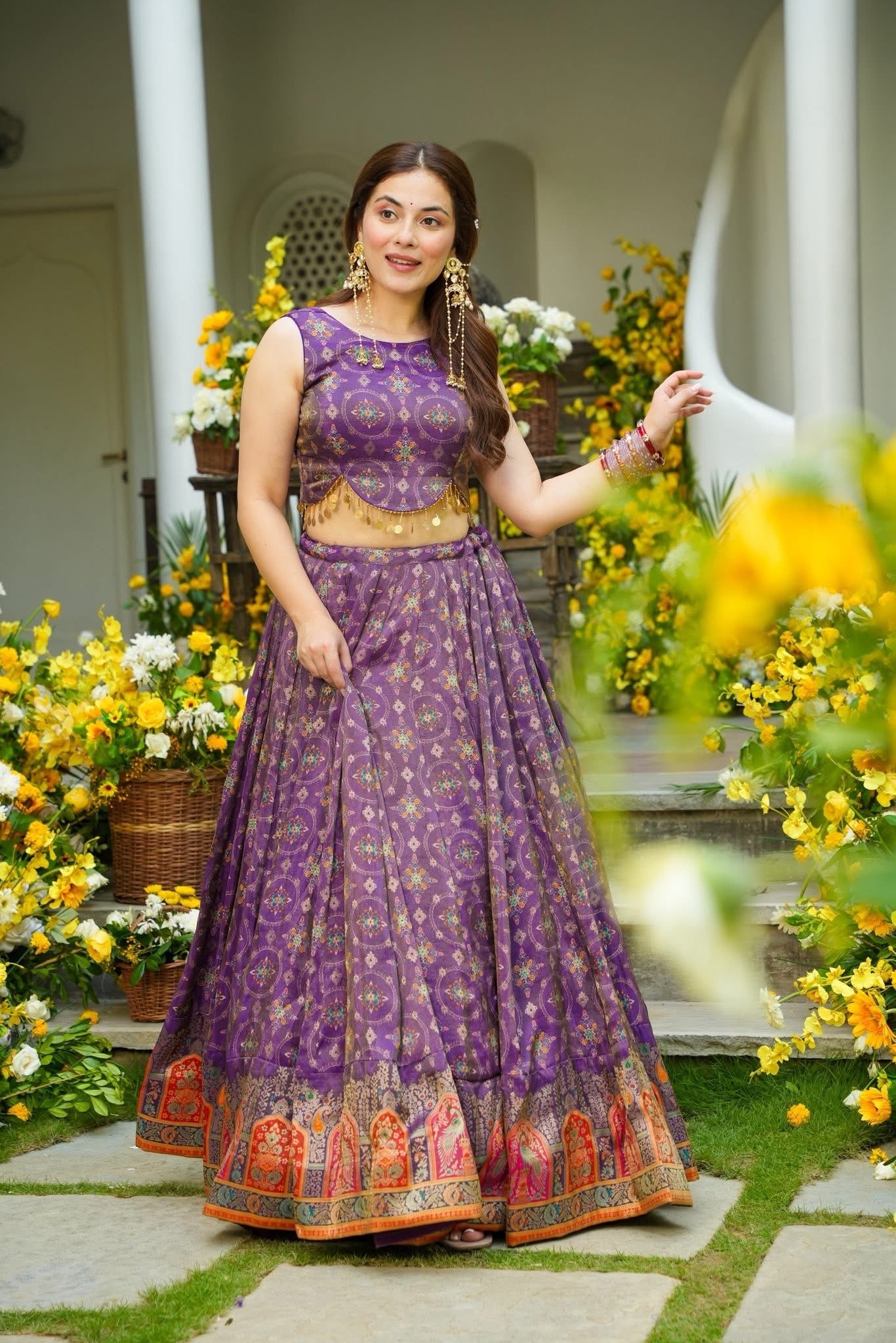 Anvi Purple Banarasi Silk Lehenga Choli