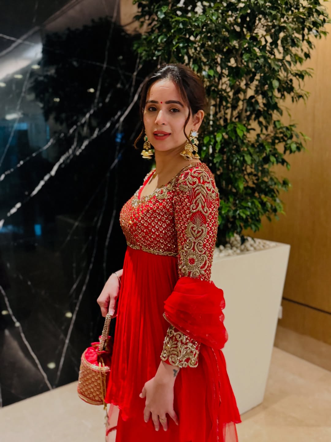 Aarvi Red Georgette Sharara Suit with Zari & Sequin Embroidery