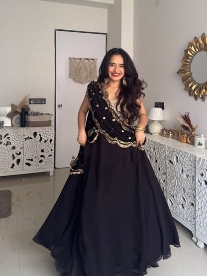 Black Elegance Georgette Noir Glow Lehenga choli