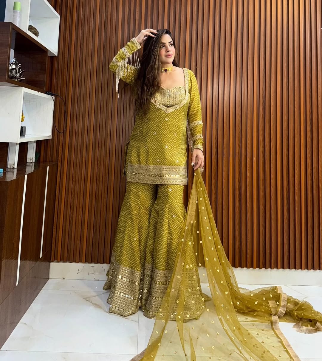 Ayesha Golden Noor Designer Sharara Set