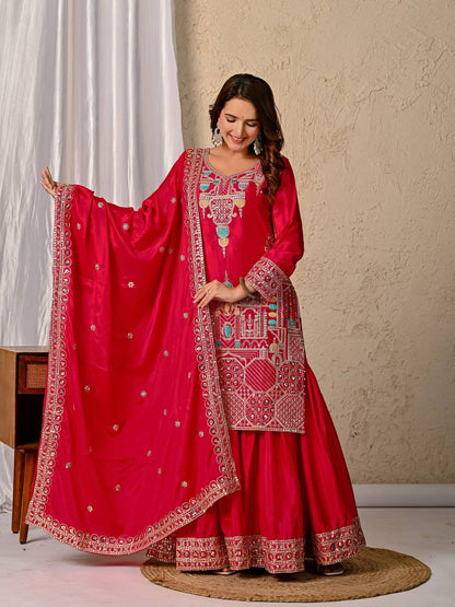 Heer Rang Royal Embroidered Borders Vibrant Patiala Set