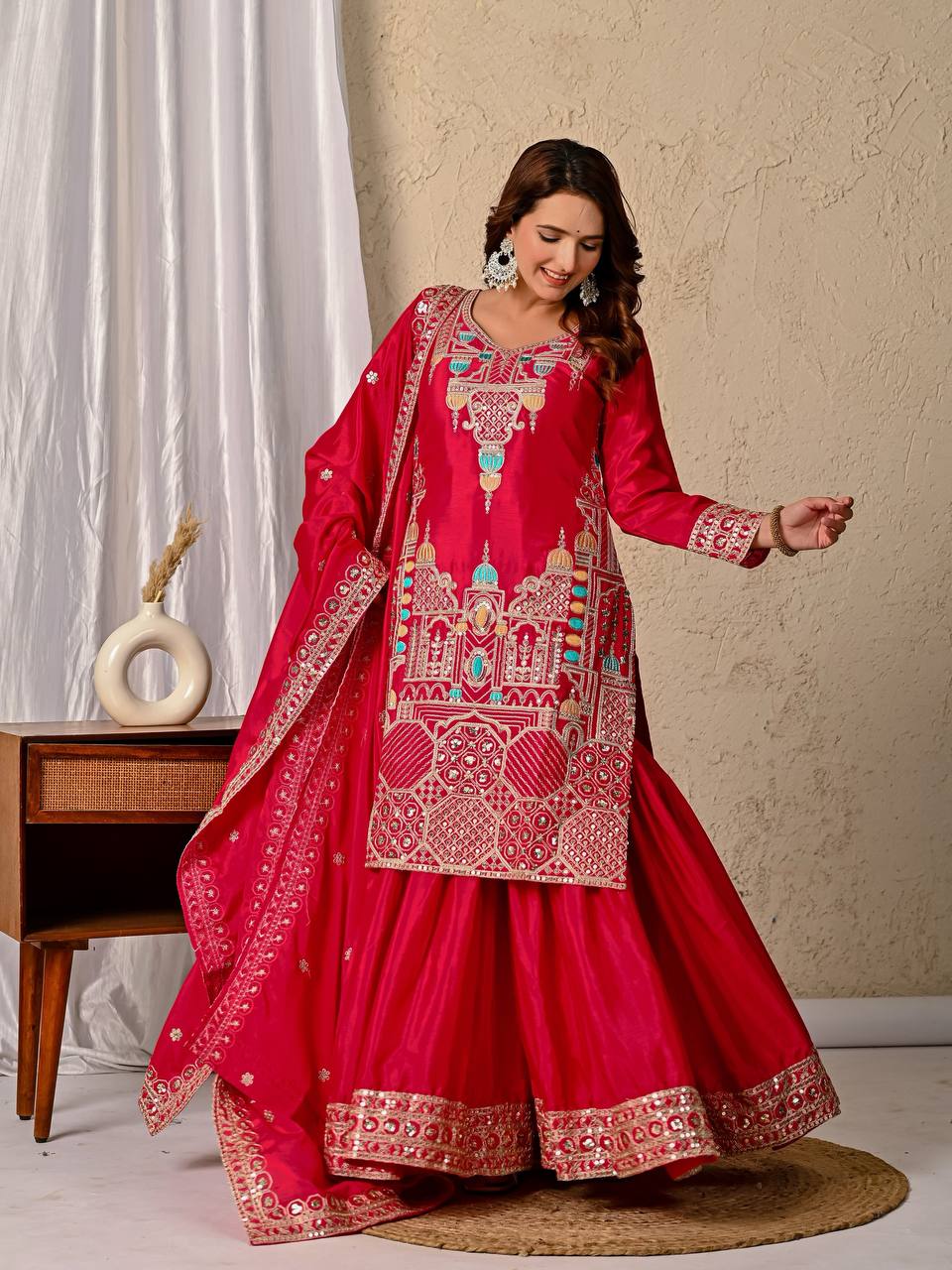 Heer Rang Royal Embroidered Borders Vibrant Patiala Set