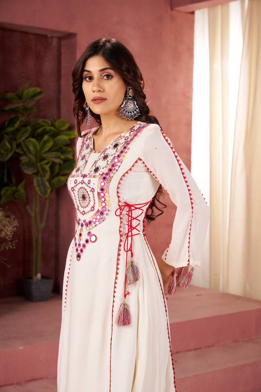 Zakhi Real Mirror Work & Fancy Lace Dori Cord Set