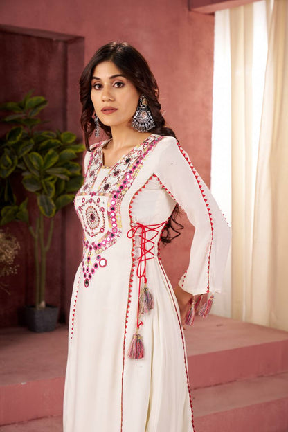 Zakhi Real Mirror Work & Fancy Lace Dori Cord Set